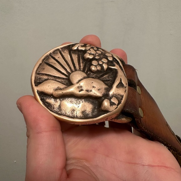 TECH ETHER ABSTRACT COLORADO SUN BRASS HIPPIE BELT BUCKLE! VINTAGE! RARE! 1970s main image 9